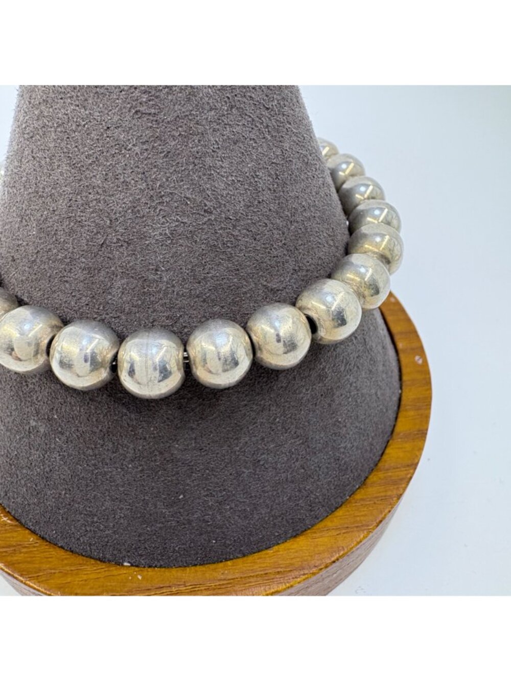 Round Beaded Design Link Bracelet Sterling Silver 925 Size 7.5" Length - Picture 3 of 8